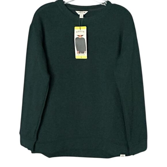Orvis Women's Cozy Pullover Sweatshirt Small Green Crew Neck Round Hem NEW - Picture 1 of 8